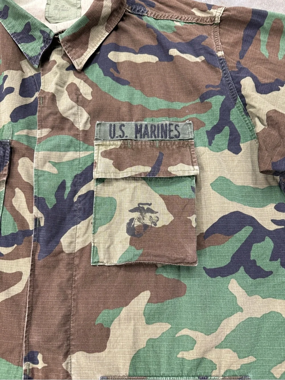 Vintage Early Issue USMC M81 Woodland BDU Jacket Large Long